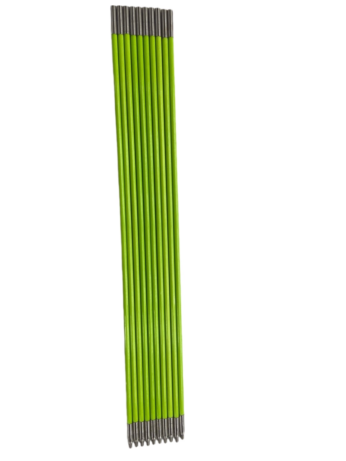 Green fiberglass rods - various pipe diameters + steel parts of various sizes